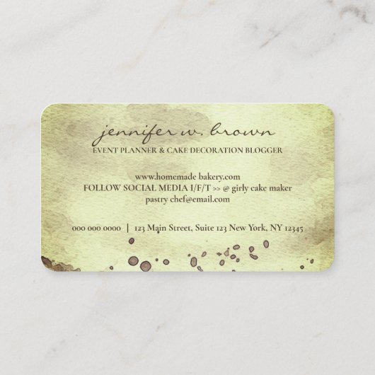 ケーキデコーシンプルル生地イエロー 名刺 (裏面)