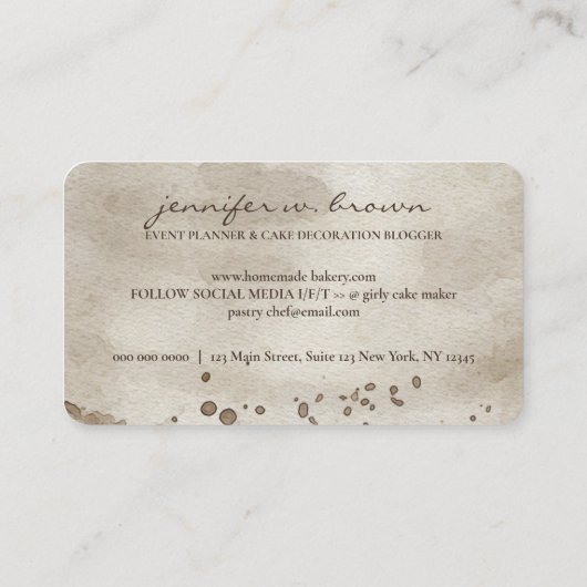 ケーキデコールシンプルアイボリーペストリー 名刺 (裏面)
