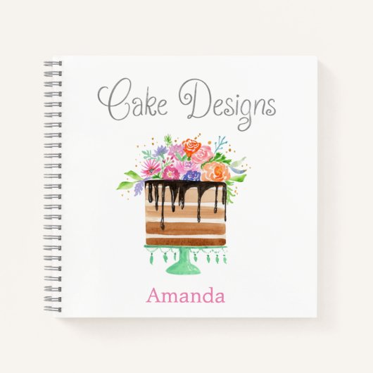 ケーキデザイン水彩フローラケーキデザイン ノートブック (正面)