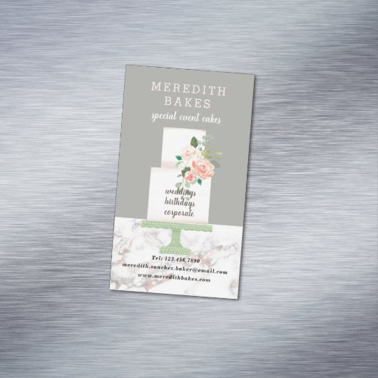 ケーキデザイ図解入りの、写真付きのナーの結婚イベントプランナー マグネット名刺 (インサイチュ)