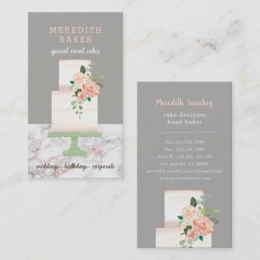 ケーキデザイ図解入りの、写真付きのナーの結婚イベントプランナー 名刺 (正面/裏面)