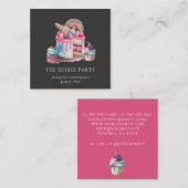 ケーキデザート菓子シェフベイカーウォーターカラーブラック スクエア名刺 (正面/裏面)