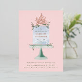 ケーキデザート赤面ピンクブライダルシャワー 箔招待状 (立ち正面)