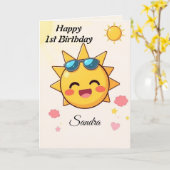 ケーキハッピーバースデー カード (黄色い花)