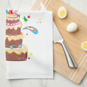 ケーキハッピーバースデー キッチンタオル (四つ折り)