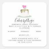 ケーキハートロゴ自家製フードビジネス スクエアシール (正面)