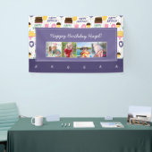 ケーキパタカラフルーンハッピーバースデー（写真付き） 横断幕 (トレードショー)