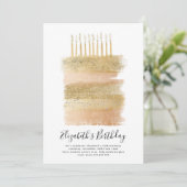 ケーキパーティー招待状金ゴールドスパークリーガールズ10誕生日 招待状 (スタンド正面)