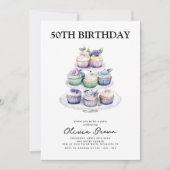 ケーキパーティー 50歳の誕生日パーティー 招待状 (正面)