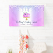 ケーキパープルグラデーショングリッタードリップベーカリーパティシエ 横断幕 (インサイチュ)