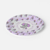ケーキパープル食べゾウントをテーマにした赤ちゃんシャワー ペーパープレート (アングル)