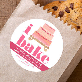 ケーキピンクオレンジ金ゴールドパティシシェフベイクタイはっきりしたプ ラウンドシール