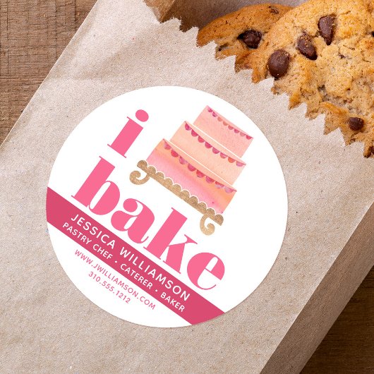 ケーキピンクオレンジ金ゴールドパティシシェフベイクタイはっきりしたプ ラウンドシール