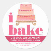 ケーキピンクオレンジ金ゴールドパティシシェフベイクタイはっきりしたプ ラウンドシール (正面)