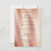 ケーキピンクローズ金ゴールドクリスタルカーテンシルクグリッター 招待状 (裏面)