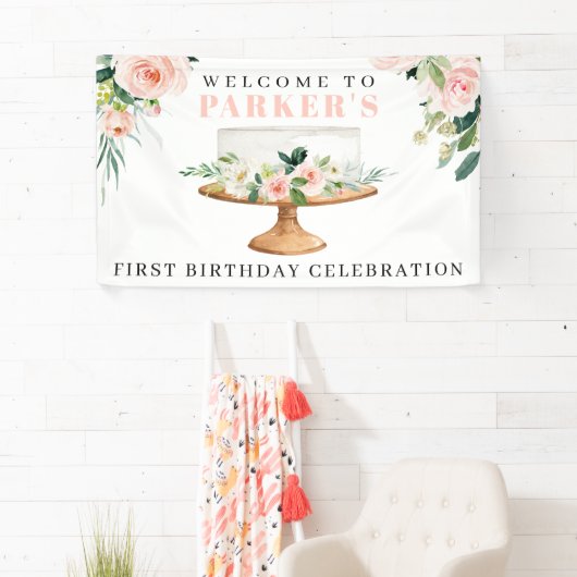 ケーキフモダンァスト誕生日ビニールウェルカムバナー 横断幕 (インサイチュ)