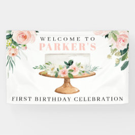 ケーキフモダンァスト誕生日ビニールウェルカムバナー 横断幕