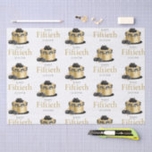 ケーキフローラ金ゴールドブラック50thネームハッピーバースデー 薄葉紙 (クラフト)