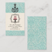 ケーキブティックファンシーティール（緑がかった色）ダマスク名刺 名刺 (正面/裏面)