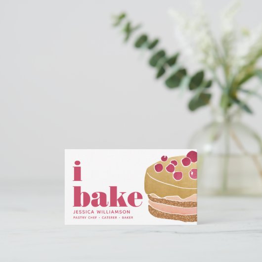 ケーキブルゴーニュ赤金ゴールドパティシシェフベイクタイはっきりしたプ 名刺 (スタンド正面)