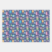 ケーキプレゼントバルーン青20誕生日 ラッピングペーパーシート (正面)