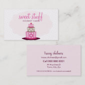 ケーキベイカーかわいいモダンベーカリーのロゴピンクチョコレート 名刺 (正面/裏面)