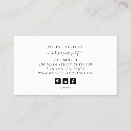 ケーキベイカーベーカリーパティシシェフケータリングビジネス 名刺 (裏面)
