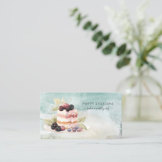 ケーキベイカーベーカリーパティシシェフケータリングビジネス 名刺 (スタンド正面)