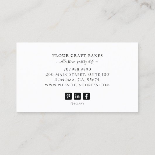 ケーキベイカーベーカリーパティシシェフケータリング 名刺 (裏面)