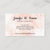 ケーキベイカーペストリー水の色ストロベリーカップケーキ 名刺 (裏面)