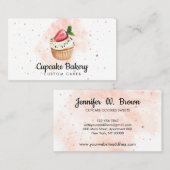ケーキベイカーペストリー水の色ストロベリーカップケーキ 名刺 (正面/裏面)