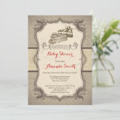 ケーキベビーシャワー招待状ヴィンテージレトロ 招待状 (スタンド正面)