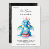 *~*ケーキベビードラゴンフォトAP88誕生日パーティー 招待状 (正面/裏面)