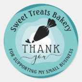 ケーキベーカリーありがとう注文ティール(緑がかった色)シェード ラウンドシール (正面)