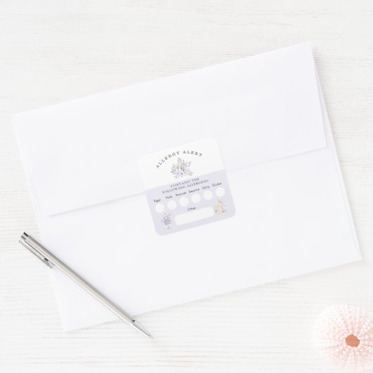 ケーキベーカリーアレルギー警告の成分食品の安全性 スクエアシール (封筒)