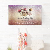 ケーキベーカリーカップケーキベーキング店がオープン 横断幕 (インサイチュ)