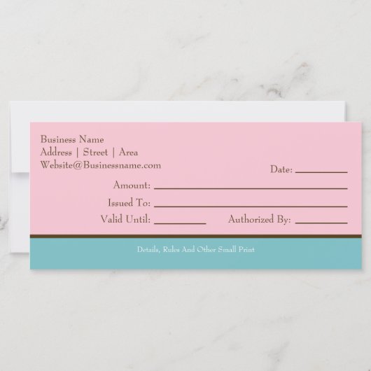 ケーキベーカリーギフト券 (裏面)