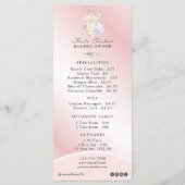 ケーキベーカリーシェフ赤面ピンクカフェ価格表 メニュー (裏面)