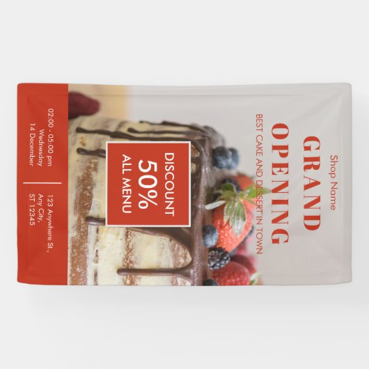 ケーキベーカリースモールビジネスグランドオープン 横断幕 (横)