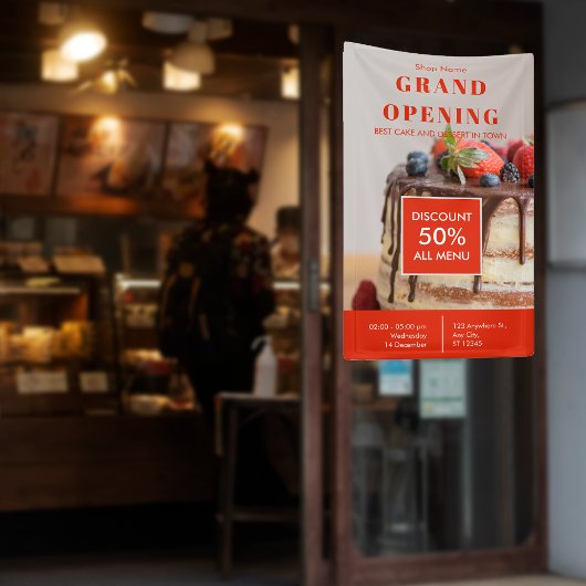 ケーキベーカリースモールビジネスグランドオープン 横断幕