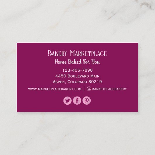 ケーキベーカリーソーシャルメディアアイコン名刺 名刺 (裏面)