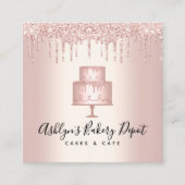 ケーキベーカリーバラ金ゴールドグリッタードリップスパティリシェフ スクエア名刺 (正面)