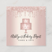 ケーキベーカリーバラ金ゴールドグリッタードリップスパティリシェフ スクエア名刺 (正面)