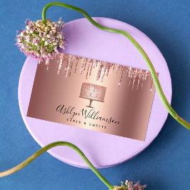 ケーキベーカリーバラ金ゴールド銅グリッタードリップスペストリー 名刺