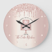 ケーキベーカリーパストリシェフバラ金ゴールドグリッタードリップス ラージ壁時計 (正面)