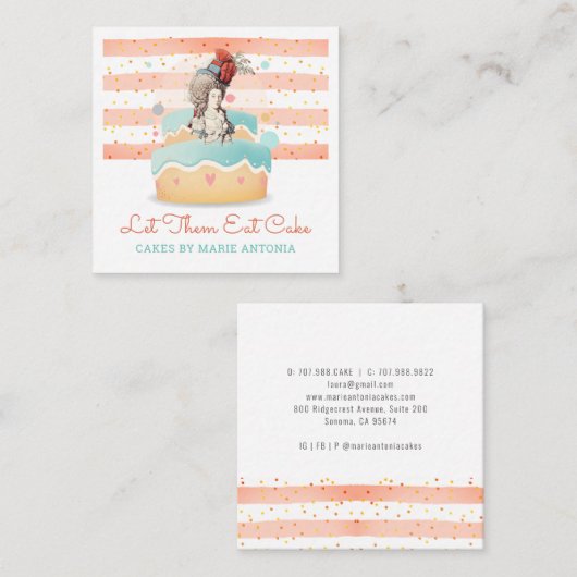 ケーキベーカリーパティシシェフお洒落ウォーターカラーベイカー スクエア名刺 (正面/裏面)