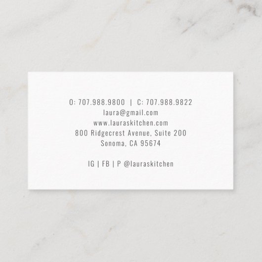 ケーキベーカリーパティシシェフウォーターカラービジネスカード 名刺 (裏面)