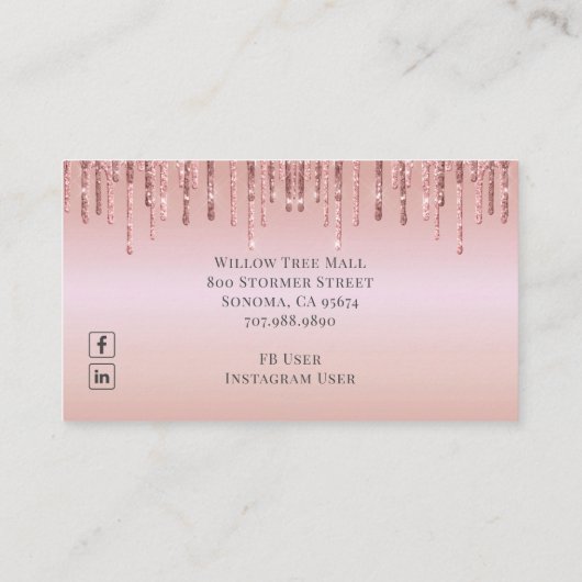 ケーキベーカリーパティシシェフグリッタードリップバラ金ゴールド 名刺 (裏面)