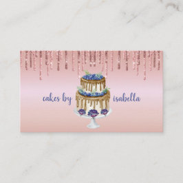 ケーキベーカリーパティシシェフグリッタードリップバラ金ゴールド 名刺