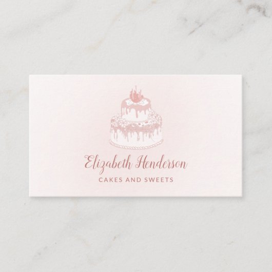 ケーキベーカリーパティシシェフグリッタードリップバラ金ゴールド 名刺 (正面)